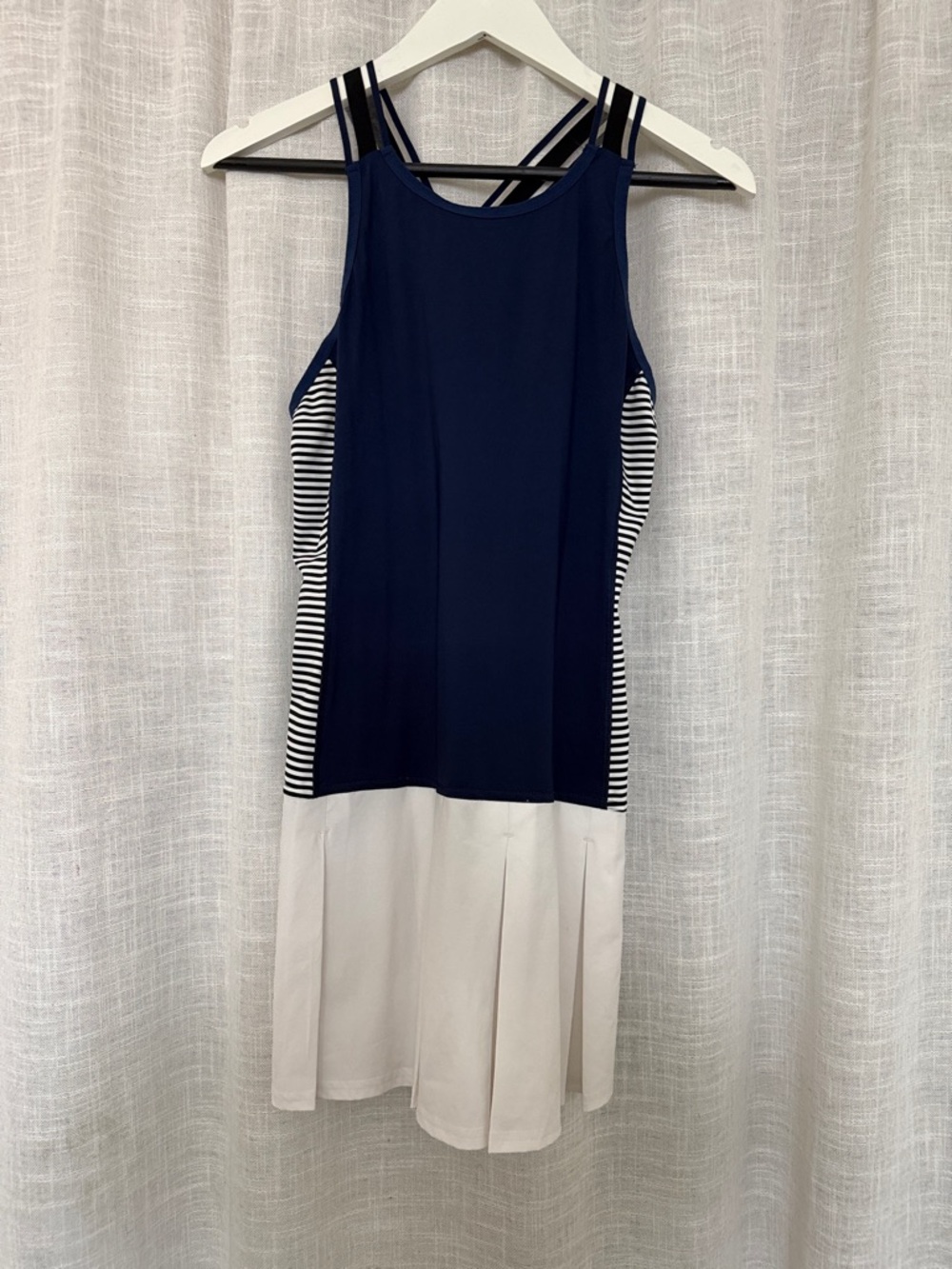 Lole Navy and White Striped Active Tennis Dress